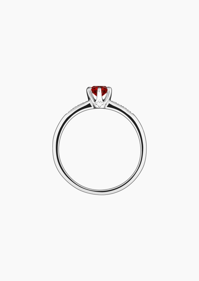 Achille solitaire in gold, ruby and diamonds / Lepage