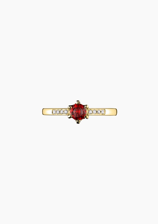 Achille solitaire in gold, ruby and diamonds / Lepage