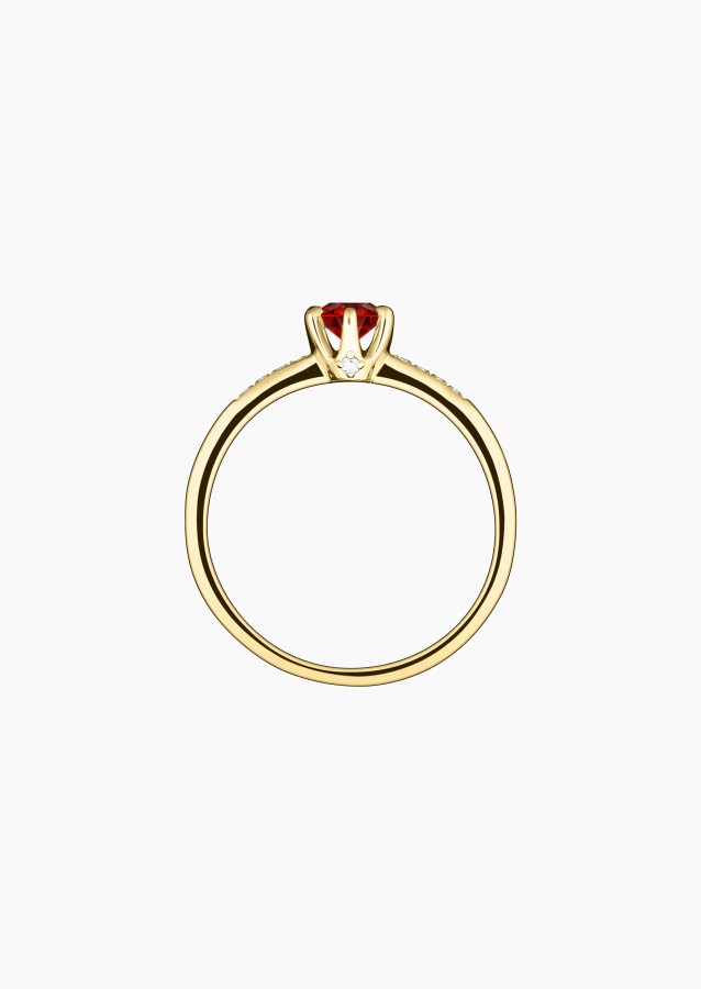 Achille solitaire in gold, ruby and diamonds / Lepage