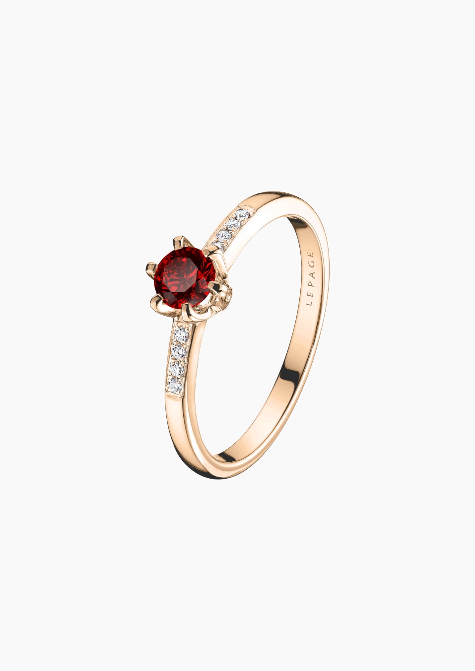Achille solitaire in gold, ruby and diamonds / Lepage Achille solitaire in gold, ruby and diamonds / Lepage