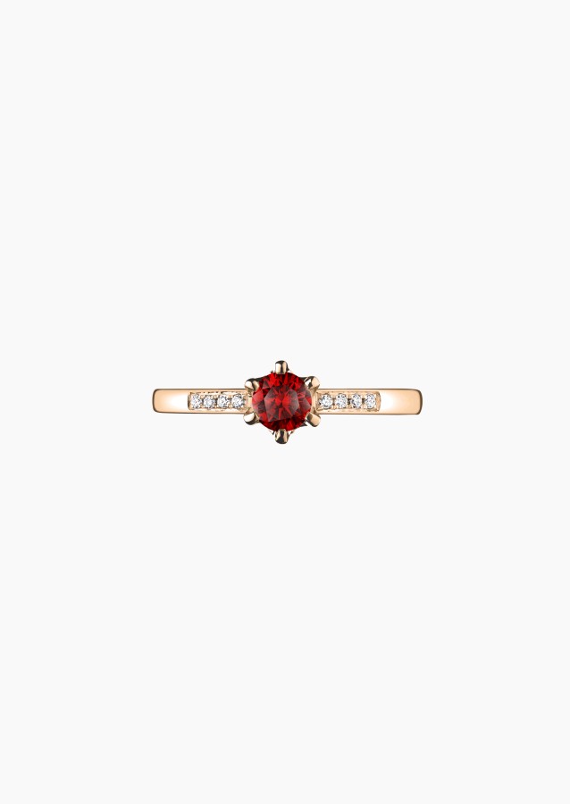 Achille solitaire in gold, ruby and diamonds / Lepage