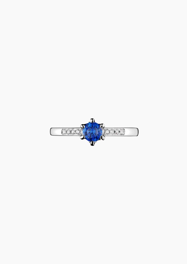 Solitaire Achille en or, saphir et diamants / Lepage