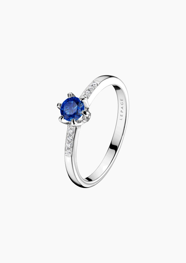 Solitaire Achille en or, saphir et diamants / Lepage