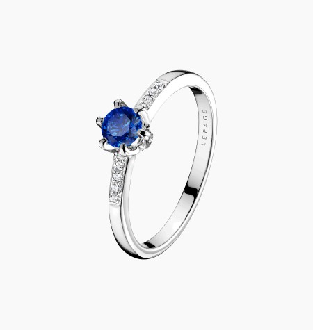 Solitaire Achille en or, saphir et diamants / Lepage
