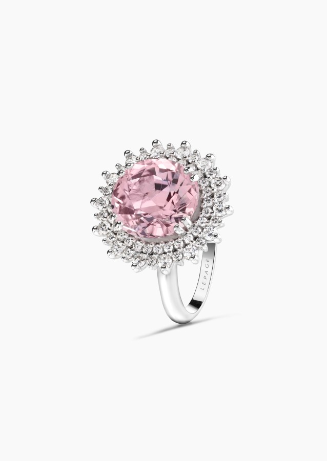 Bague La Coquette en or blanc, tourmaline rose et diamants / Lepage