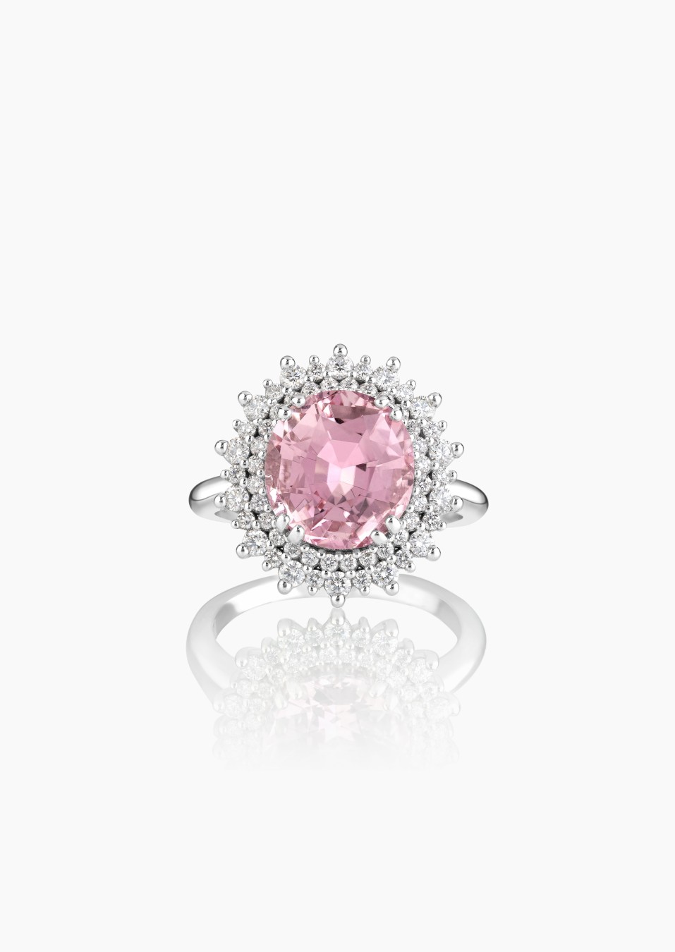 Bague La Coquette en or blanc, tourmaline rose et diamants / Lepage