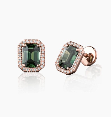 
                                                                                    Marie Lou earrings in rose gold, green sapphires and diamonds / Lepage
                                                                            
