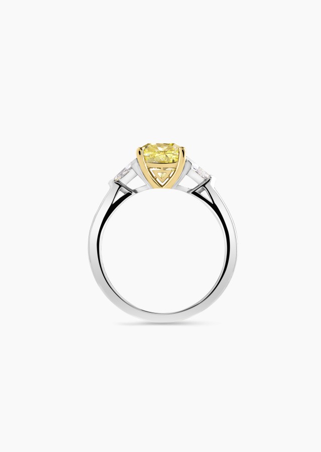 Bague Evidence 1922 en or blanc, diamant jaune et diamants / Lepage