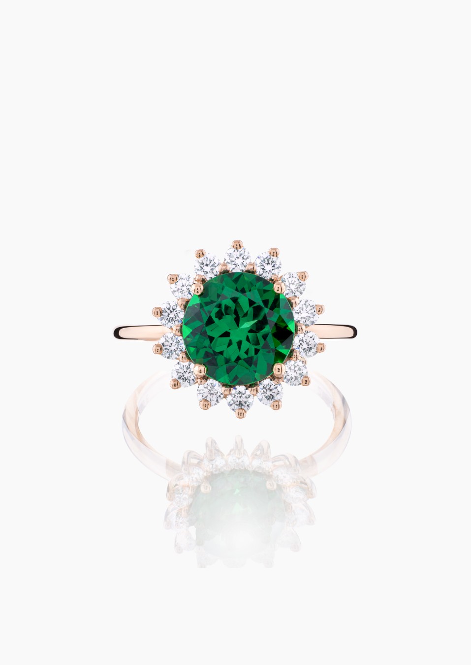 Bague La Tsavorite en or rose, tsavorite et diamants / Lepage