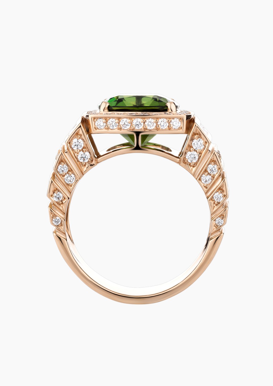 Josephine ring in rose gold, green tourmaline and diamonds / Lepage