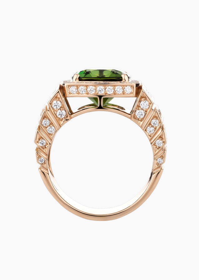 Josephine ring in rose gold, green tourmaline and diamonds / Lepage