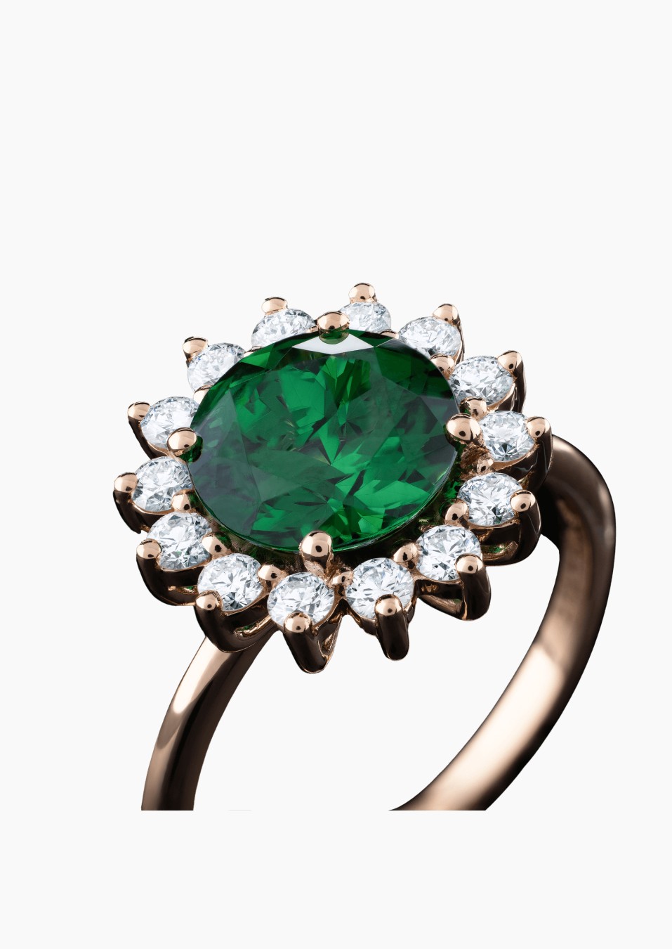 Bague La Tsavorite en or rose, tsavorite et diamants / Lepage