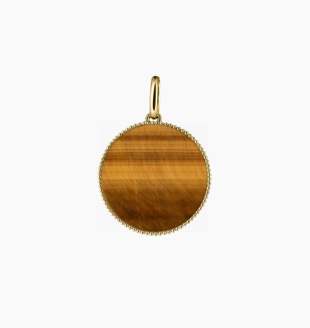 Colette Lune Perlée medal in gold and tiger's eye / Lepage