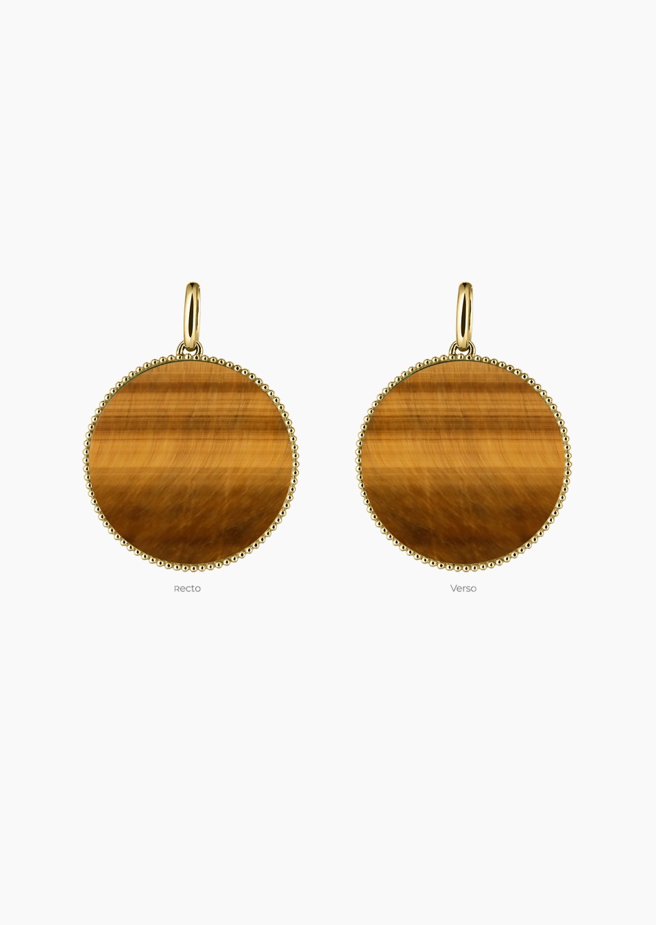 Colette Lune Perlée medal in gold and tiger's eye / Lepage Colette Lune Perlée medal in gold and tiger's eye / Lepage