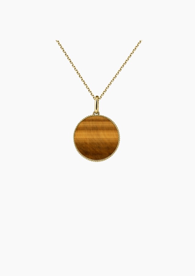 Colette Lune Perlée medal in gold and tiger's eye / Lepage