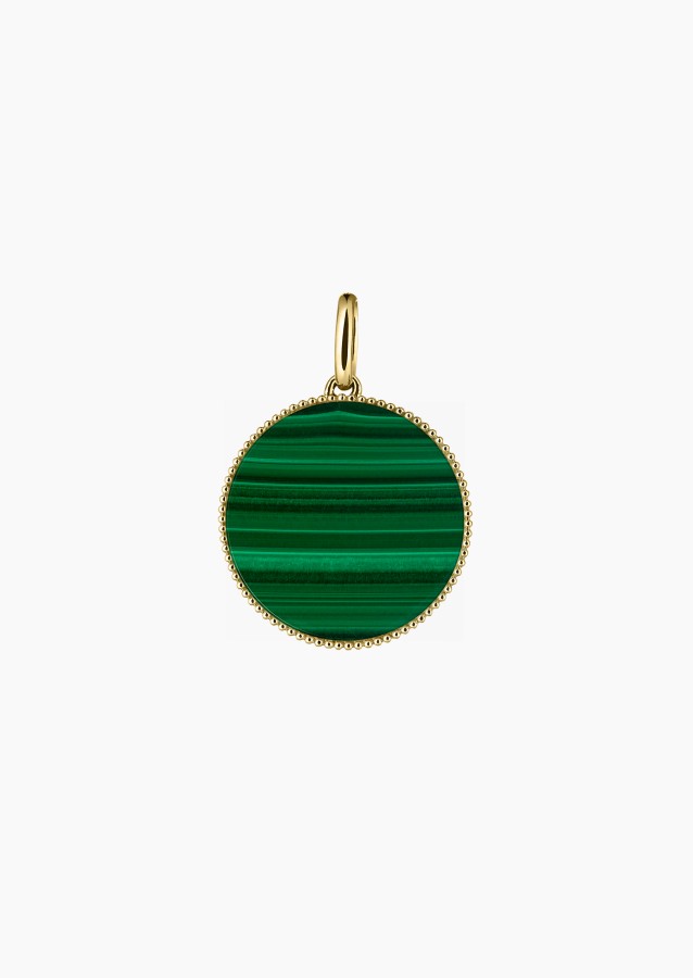 Colette Lune Perlée medal in gold and malachite / Lepage