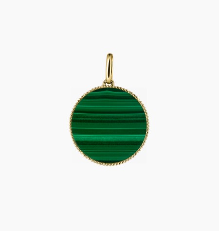 Colette Lune Perlée medal in gold and malachite / Lepage