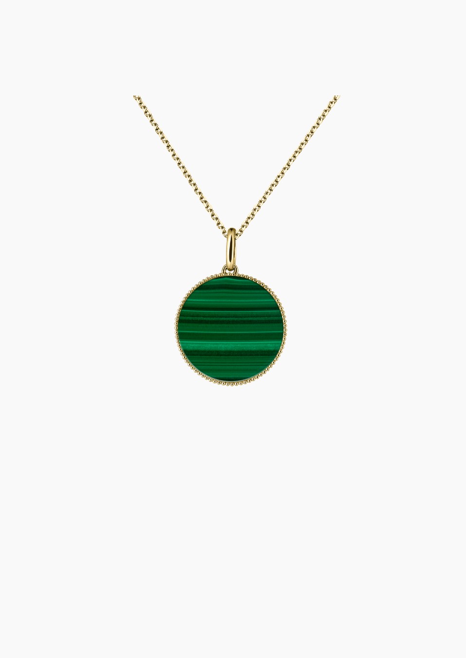 Colette Lune Perlée medal in gold and malachite / Lepage
