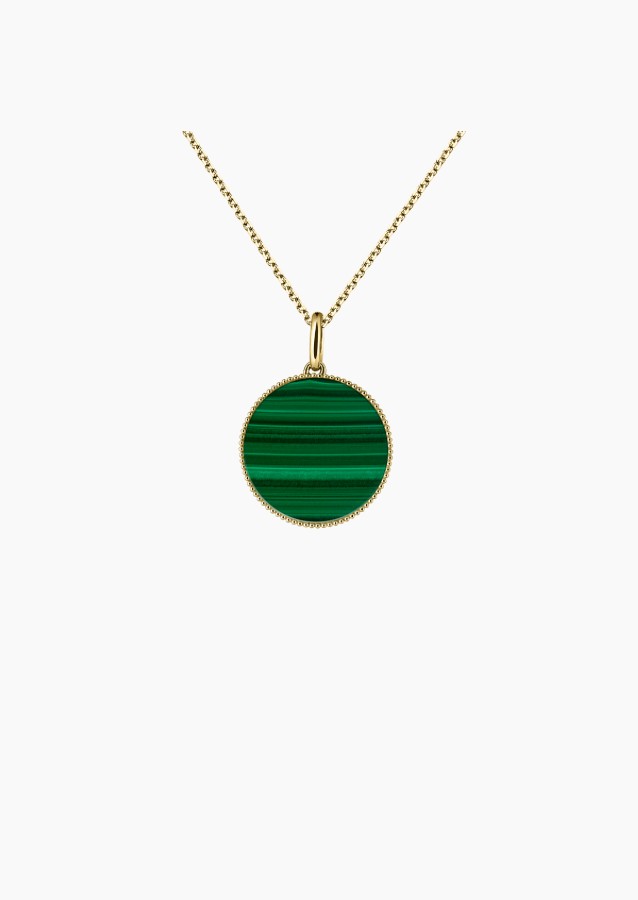 Colette Lune Perlée medal in gold and malachite / Lepage