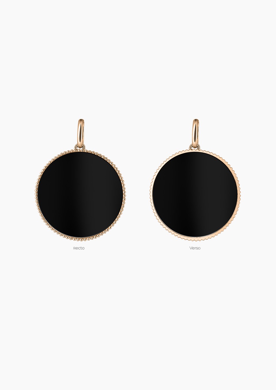 Médaille Colette Lune Perlée en or et onyx / Lepage Médaille Colette Lune Perlée en or et onyx / Lepage