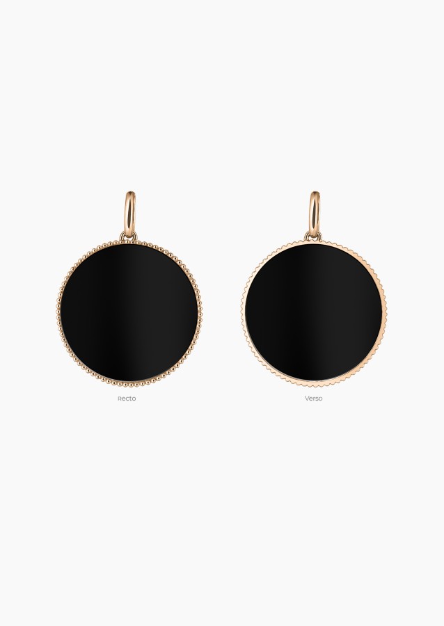Colette Lune Perlée medal in gold and onyx / Lepage