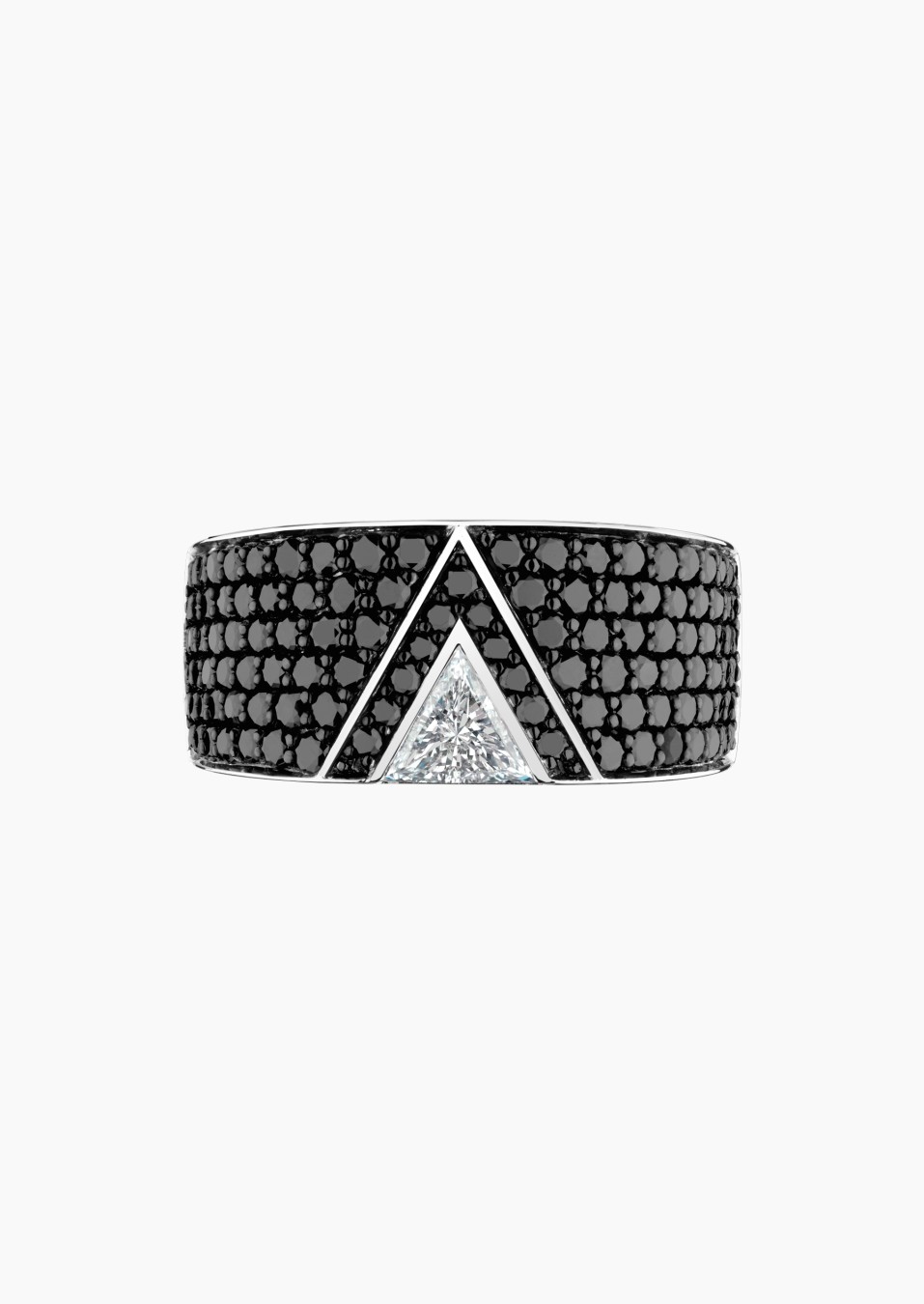 La Prestigieuse ring in white gold, diamonds and black diamonds / Lepage