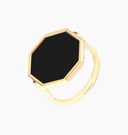 
                                                                                    Octo ring in yellow gold and onyx / Lepage
                                                                            
