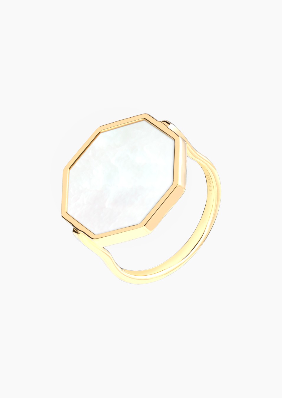 Octo ring in yellow gold and white mother-of-pearl / Lepage