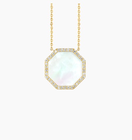 Octo necklace in gold, white mother-of-pearl and diamonds / Lepage
