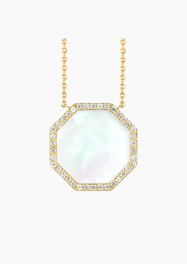 Collier Octo en or jaune, nacre blanche et diamants / Lepage