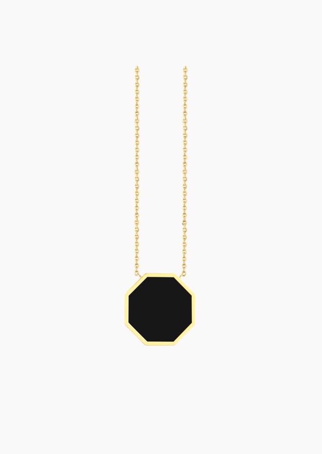 Octo long necklace in gold and onyx / Lepage