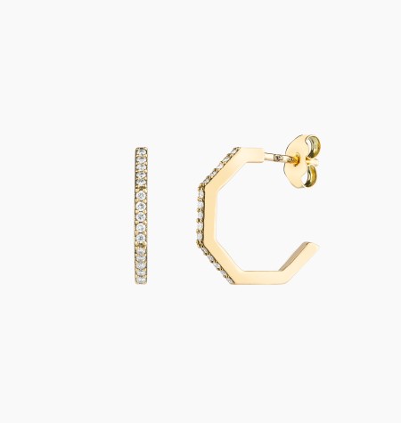 Octo hoop earrings in yellowgold and diamonds / Lepage