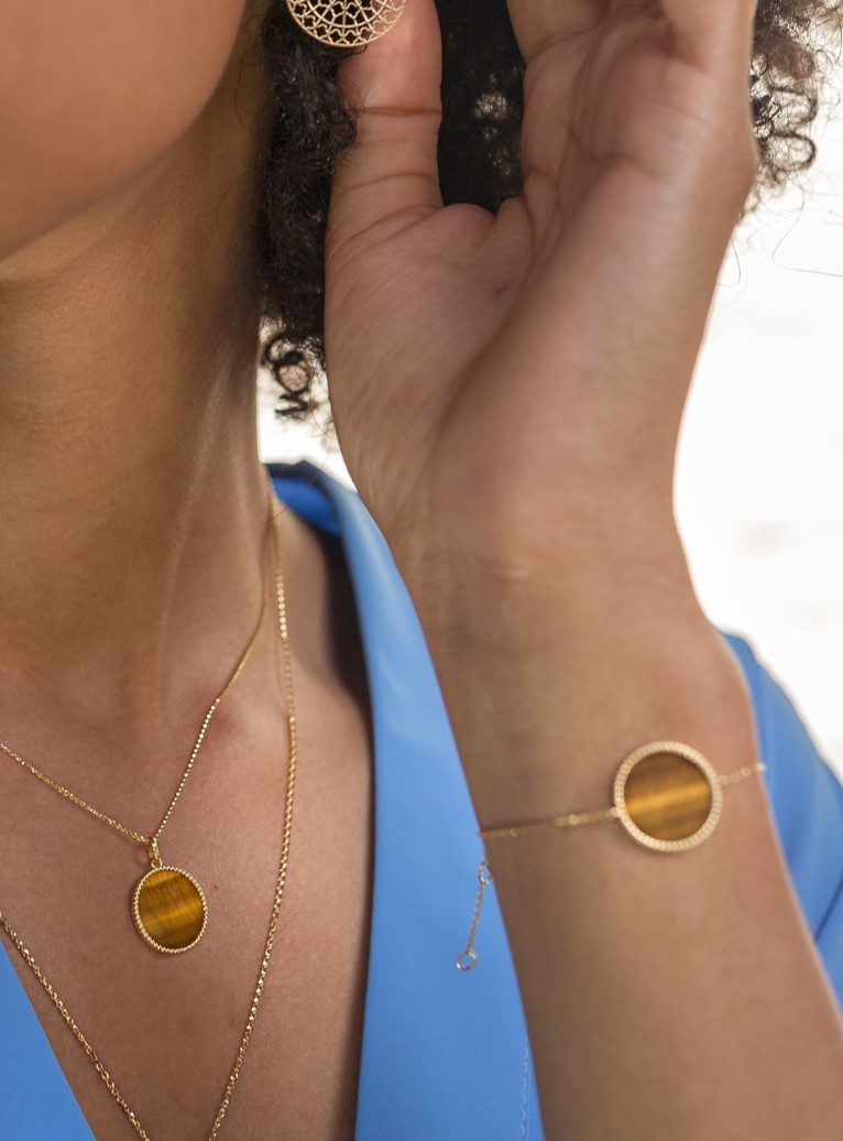 Colette Moon Pearl Tiger Eye Bracelet 