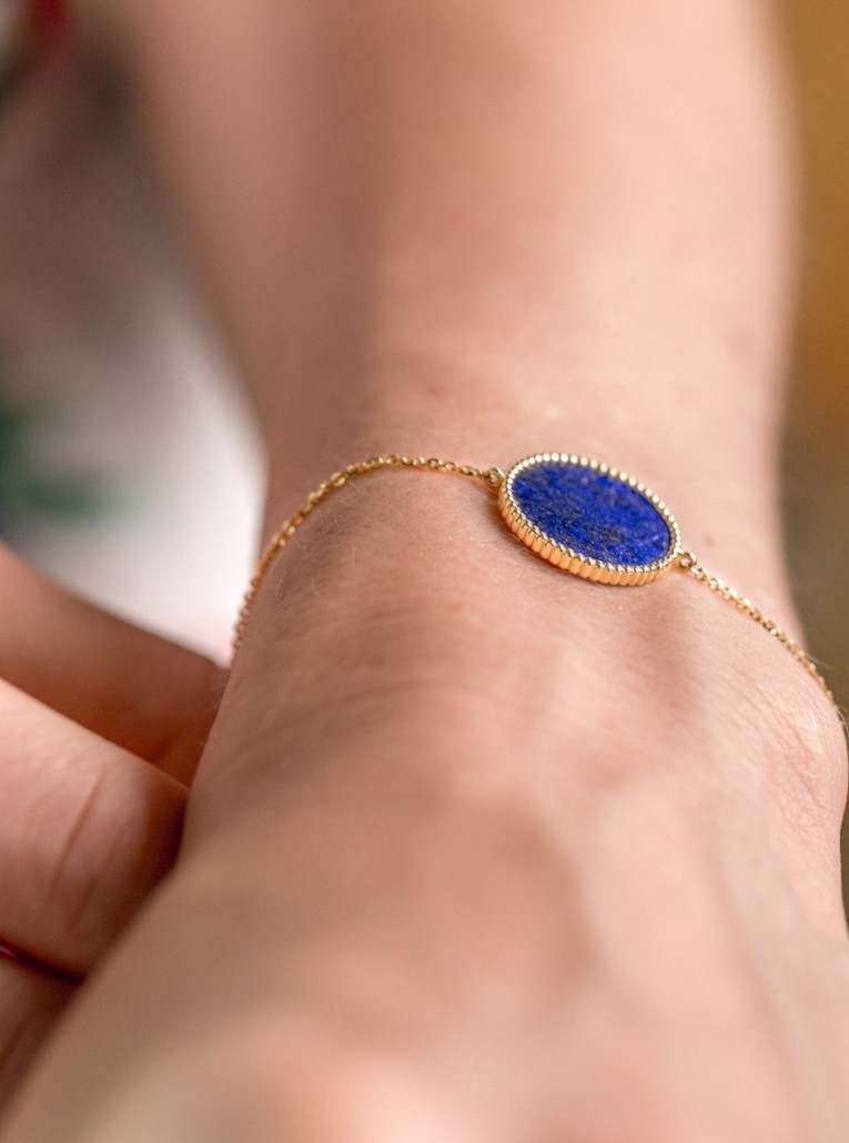 Lapis lazuli moon pearl bracelet