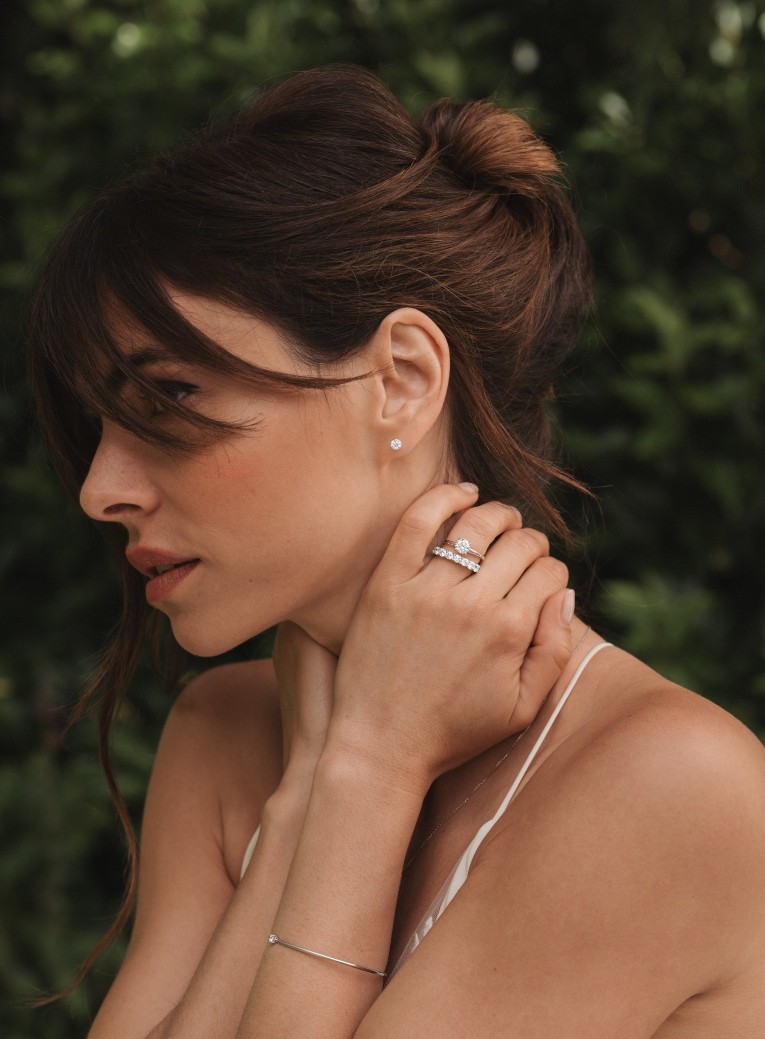 Pure gold and diamond Flexible Wedding Band bracelet 