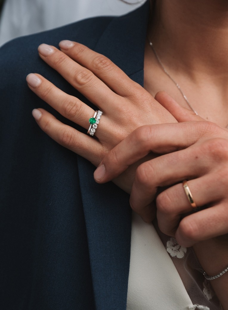 White gold wedding ring by lepage worn