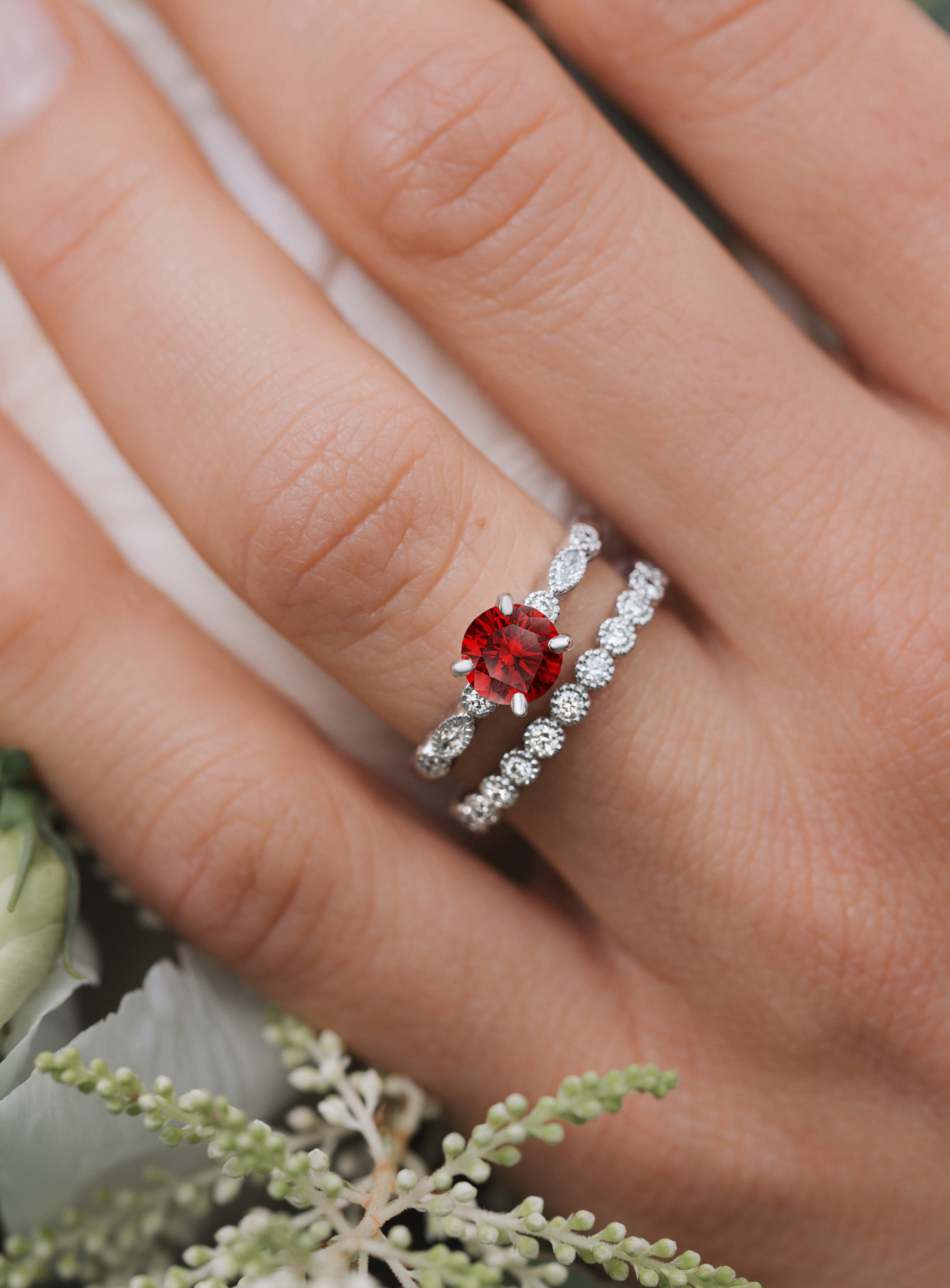 White gold and ruby ring by Maison Lepage 