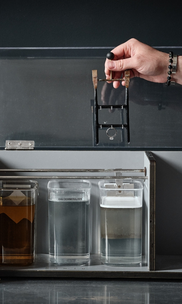 Rhodium plating, to enhance the color of gold