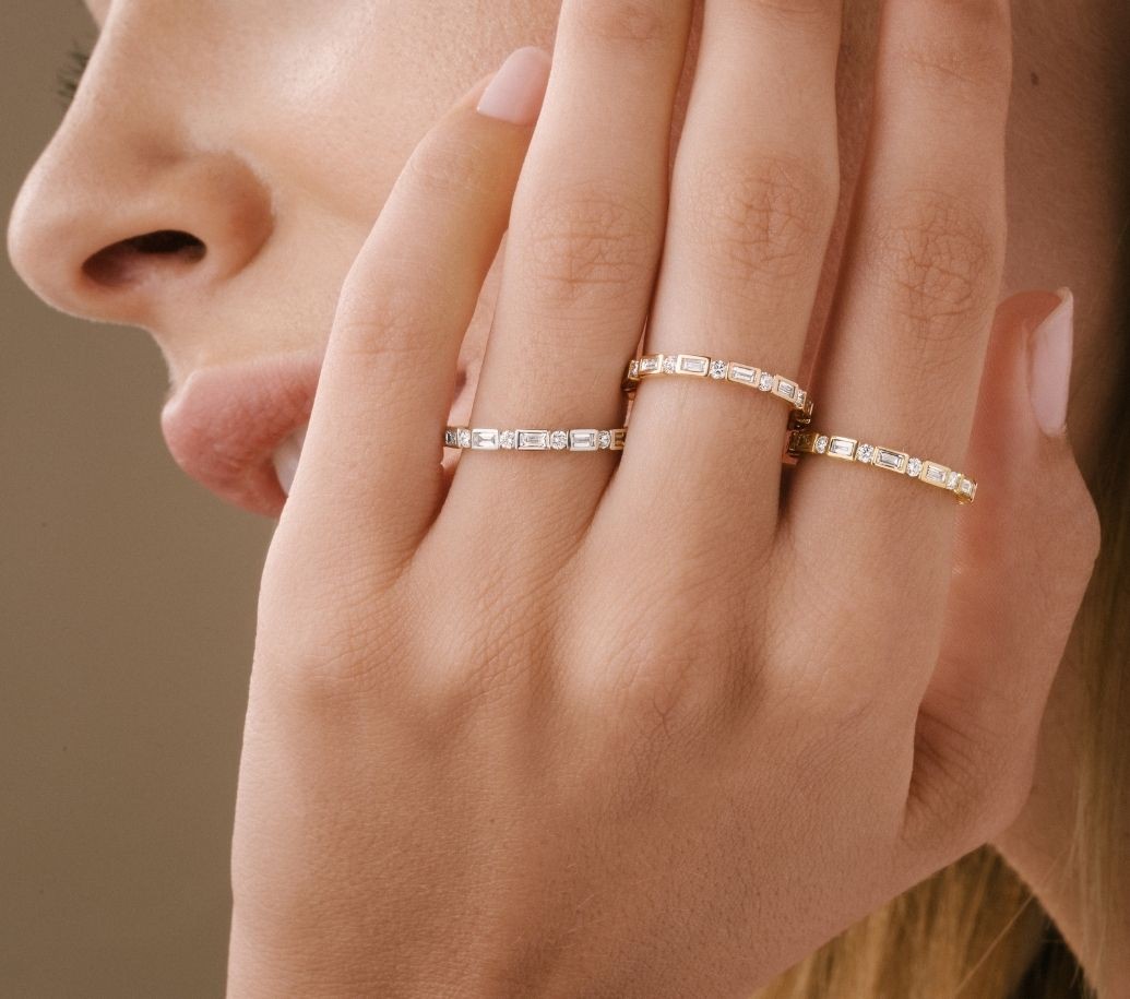 audacieuse collection rings in three golds